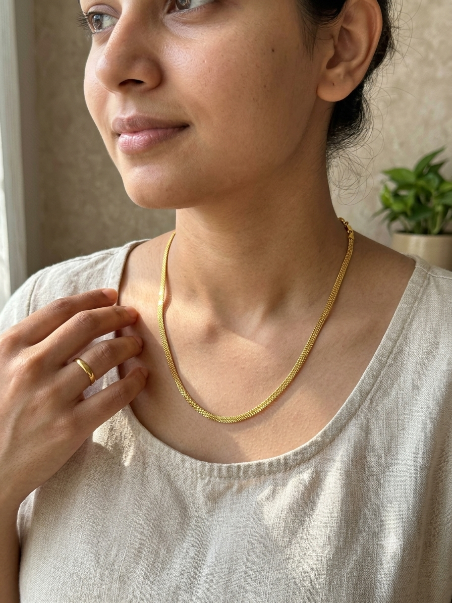 Stylish 1 Gram Gold Forming 3 Line Chain – 24-Inch ( One Chain Only )