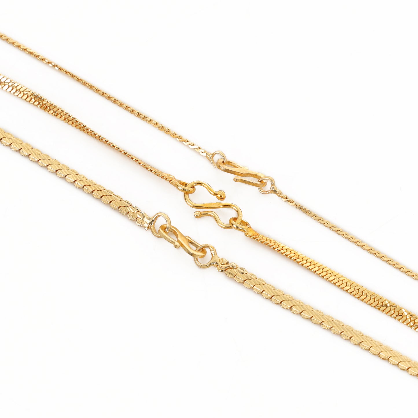 1 Gram Gold Chain Combo – Set of 3 Stylish 23-Inch Chains for Men & Women