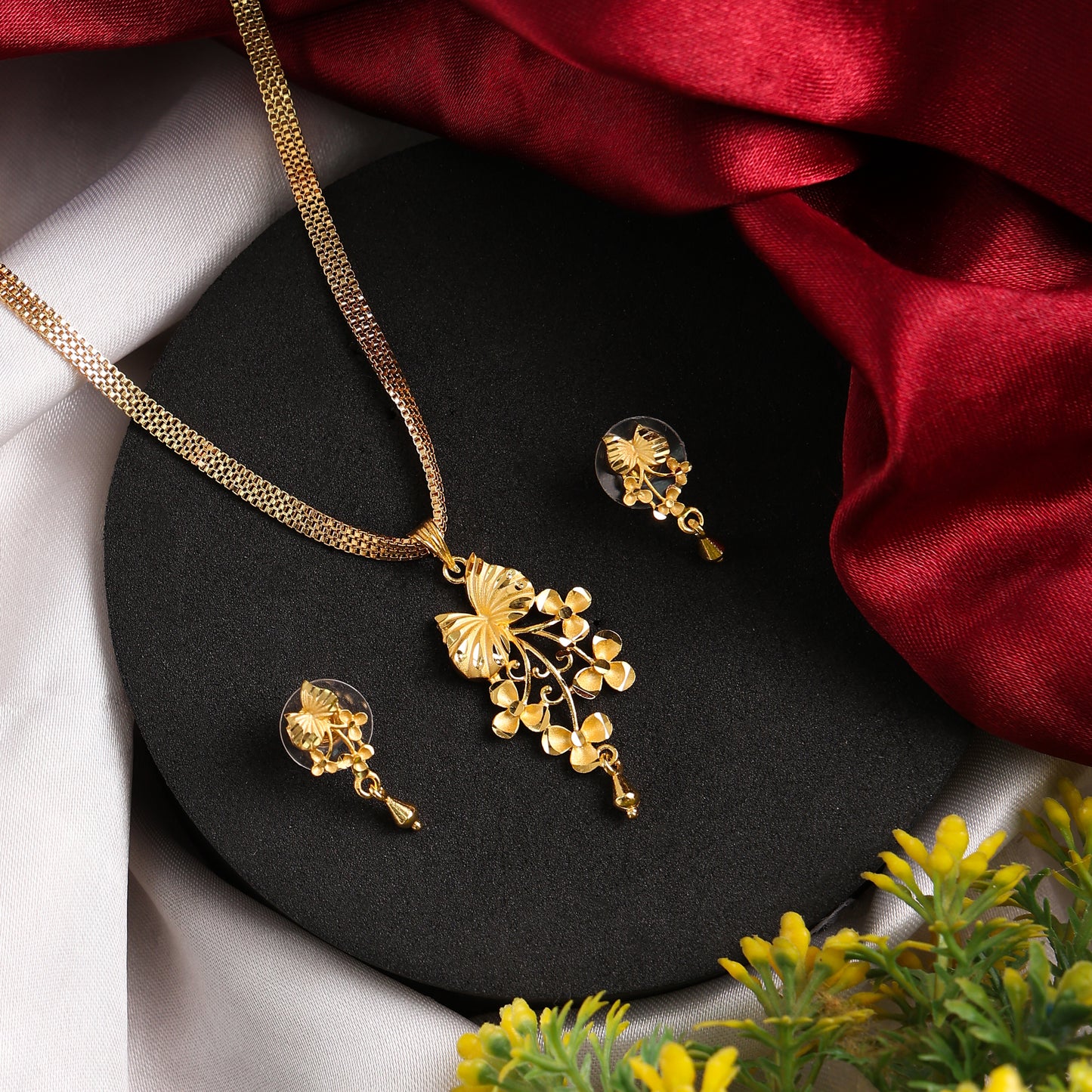 One-Gram Gold Chain Pendant Set with Tops
