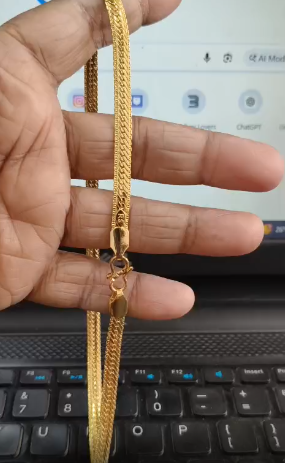 Elegant 1 Gram Gold Plated Chain – 20 Inch | Daily Wear Classic (Single Piece)