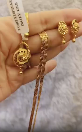 One-Gram Gold Chain Pendant Set with Tops