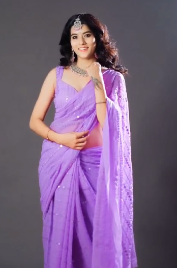 Beautiful Designer Party Wear Saree on Faux Georgette Febric with Thred with Sequnce work