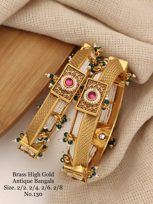 Timeless Adornments: Brass High Gold Antique Kangan