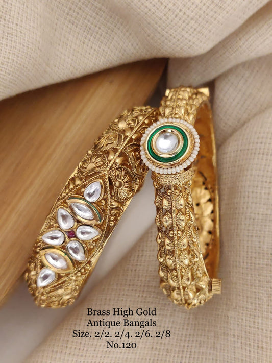 Regal Heritage: Brass High Gold Antique Kangan