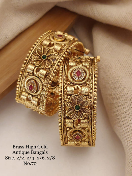 Classic Opulence: Brass High Gold Antique Kangan
