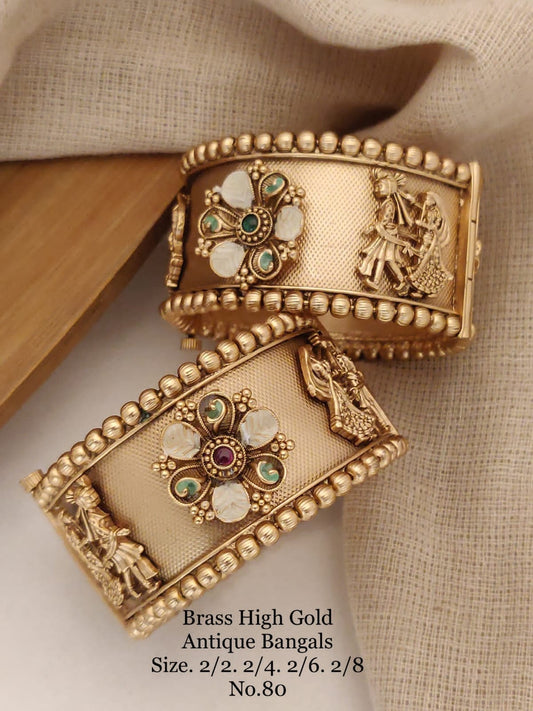 Elegance Preserved: Brass High Gold Antique Kangan