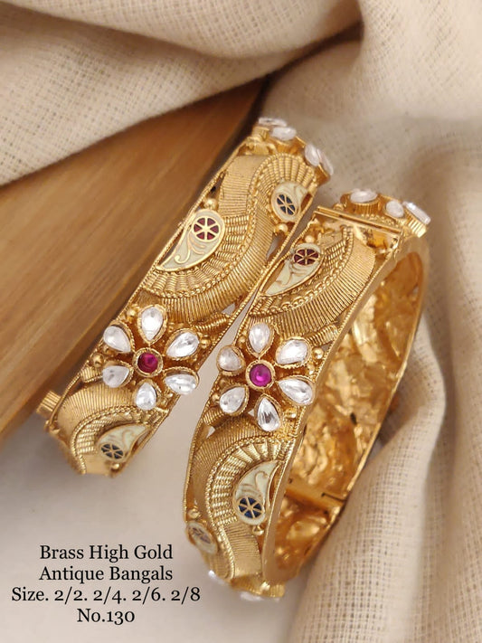 Antique Charm: Brass High Gold Antique Kangan