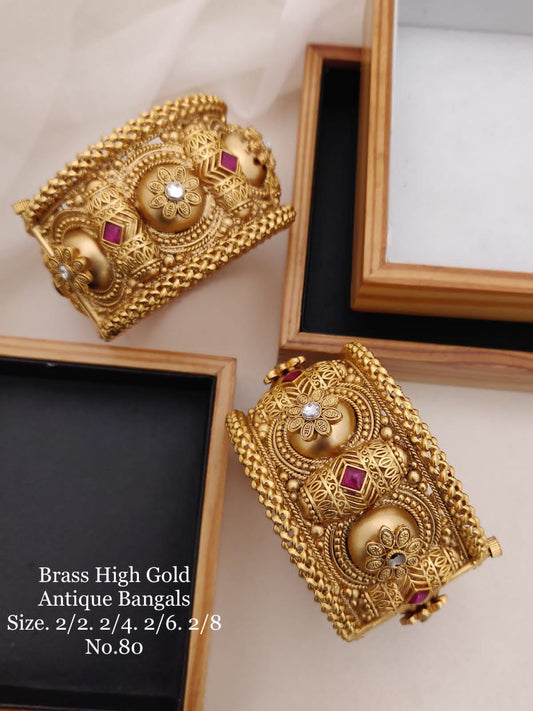 Heritage Hues: Brass High Gold Antique Kangan