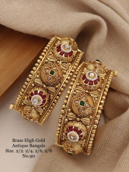 Time-Honored Finery: Brass High Gold Antique Kangan
