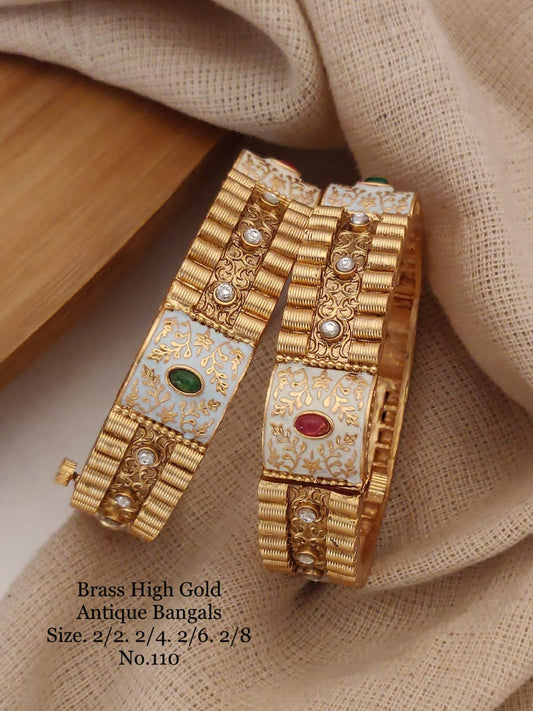Timeless Adornments: Brass High Gold Antique Kangan