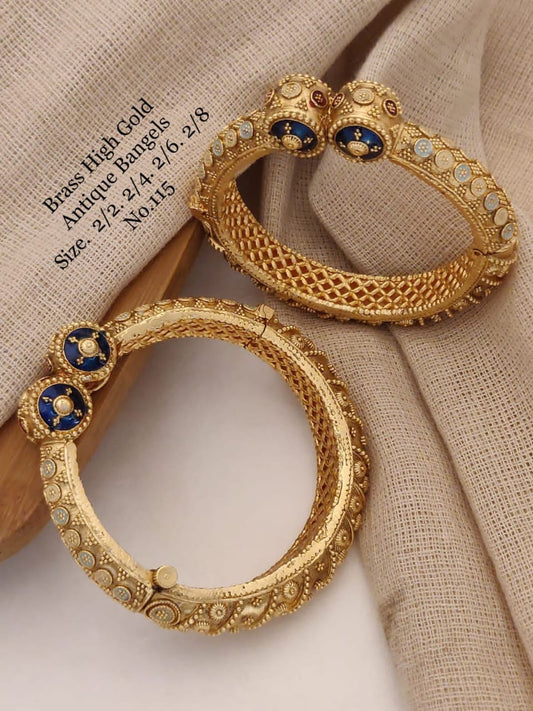 Time-Honored Finery: Brass High Gold Antique Kangan
