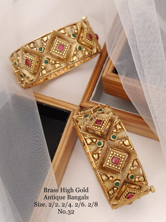 Opulent Heirlooms: Brass High Gold Antique Kangan