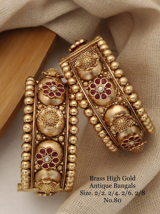 Regal Resplendence: Brass High Gold Antique Kangan