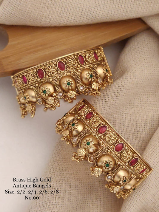 Cultural Opulence: Brass High Gold Antique Kangan