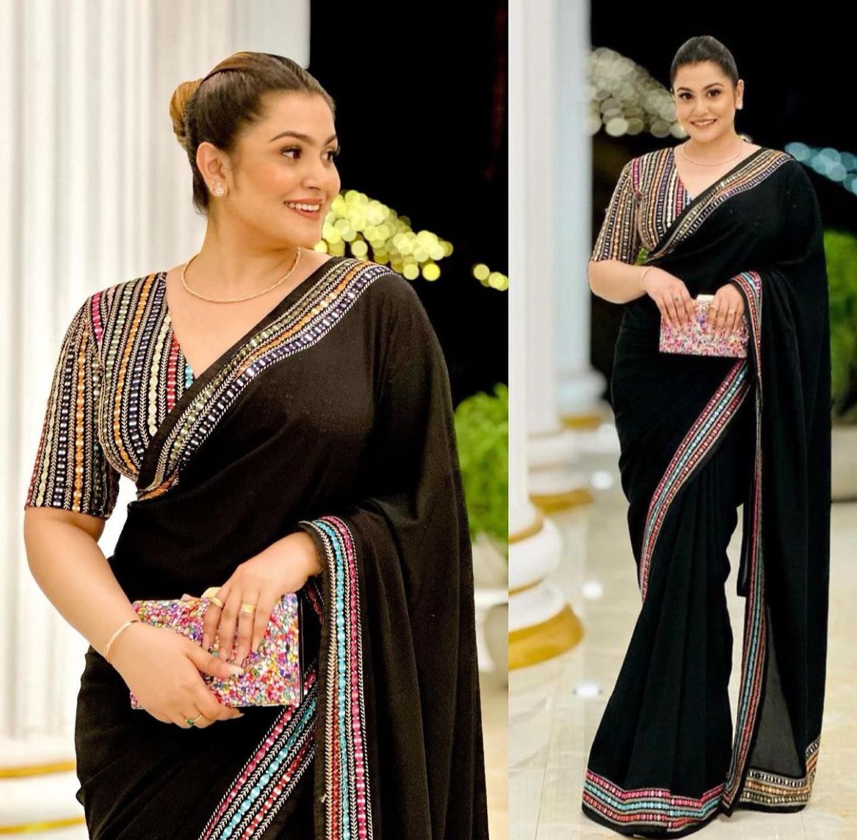 Smooth Georgette fabric with beautiful embroidery siquance Saree
