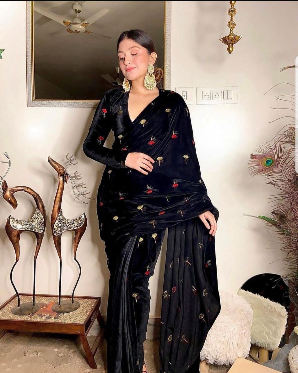 THAREDE EMBROIDERY WORK GEORGTTE SAREE