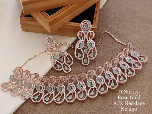 A.D rose gold necklace set