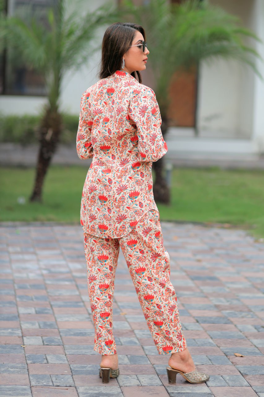 Earthy Chic: Pure Modal Silk Printed Co-Ord Set for Women & Girls