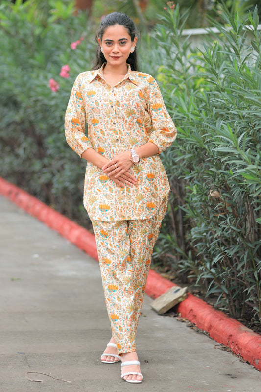 Sunny Glow: Pure Modal Silk Printed Co-Ord Set for Women & Girls