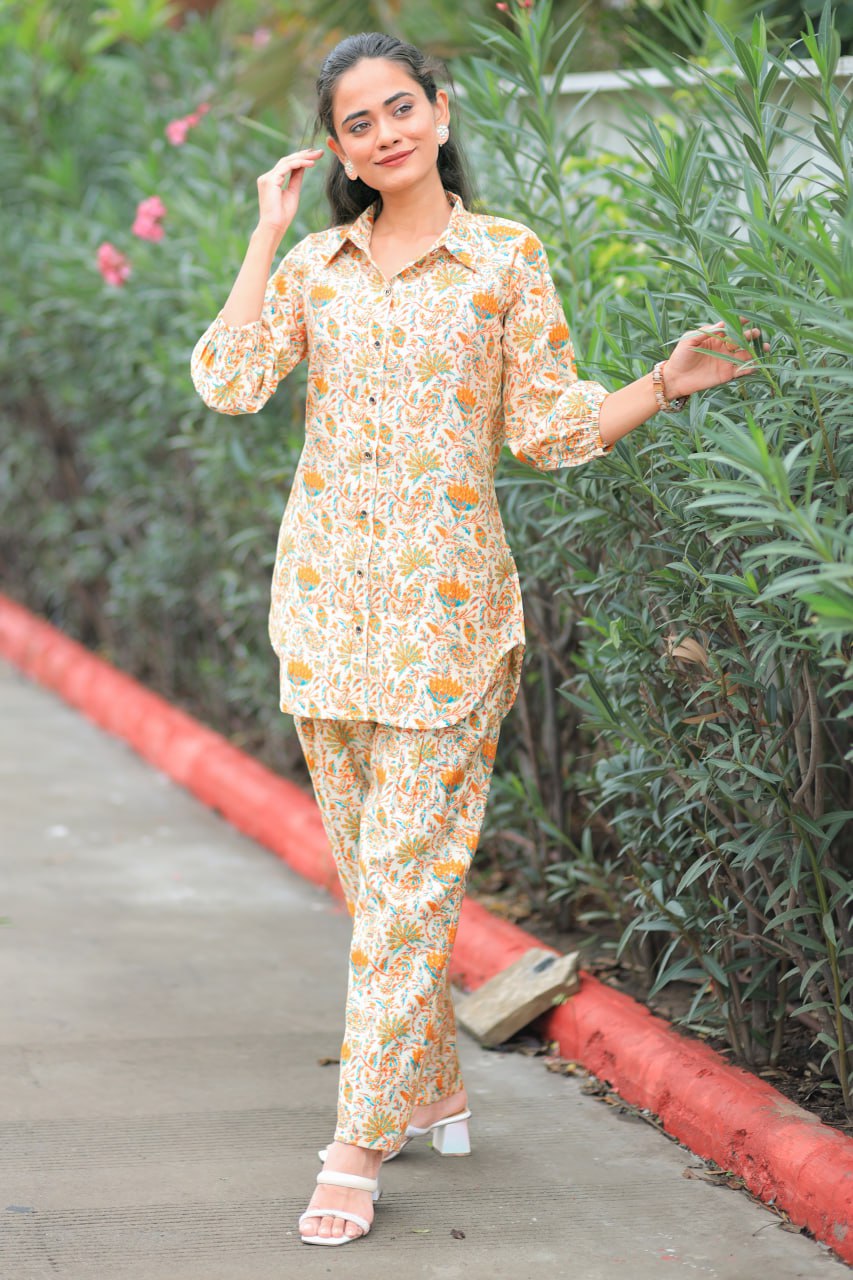 Sunny Glow: Pure Modal Silk Printed Co-Ord Set for Women & Girls