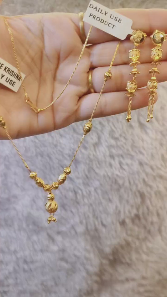 One-Gram Gold Chain Pendant Set With Tops ( 6-month warranty )