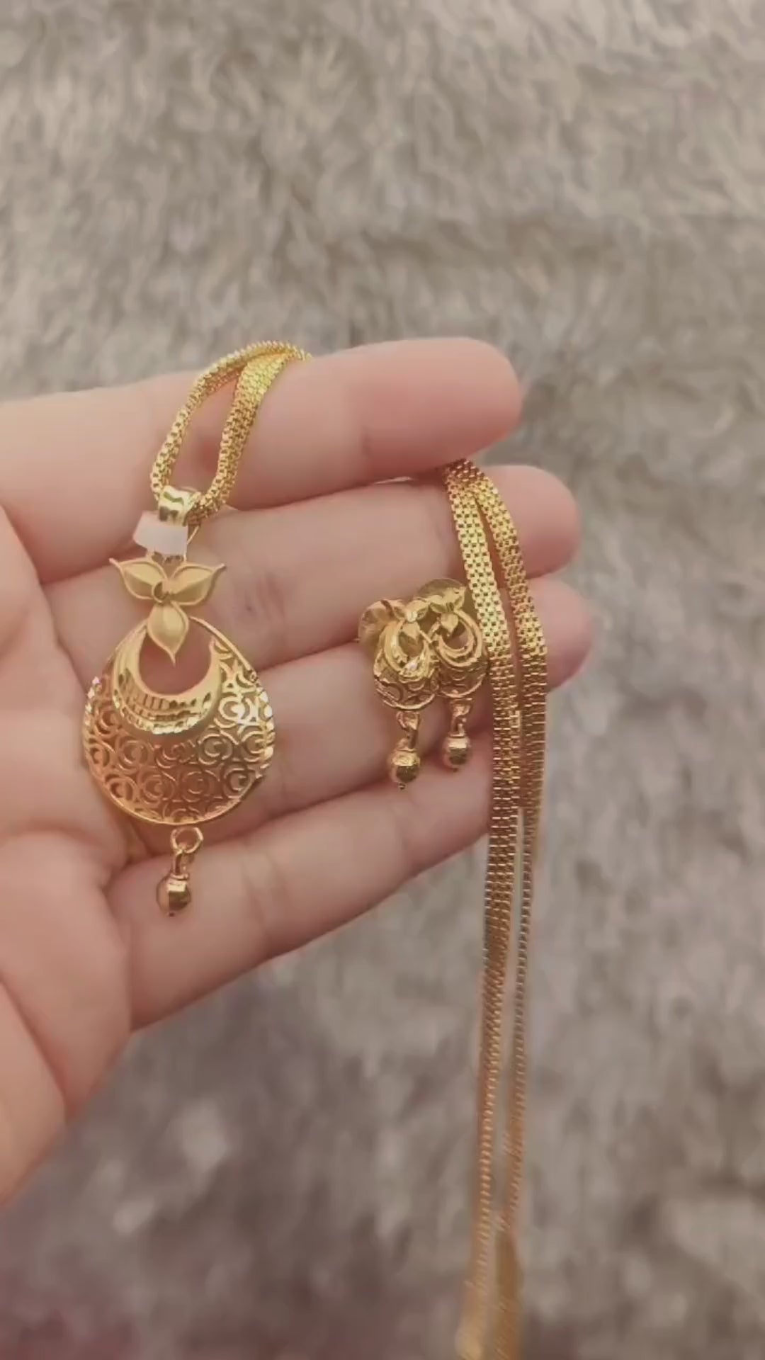 One-Gram Gold Chain Pendant Set with Tops –
