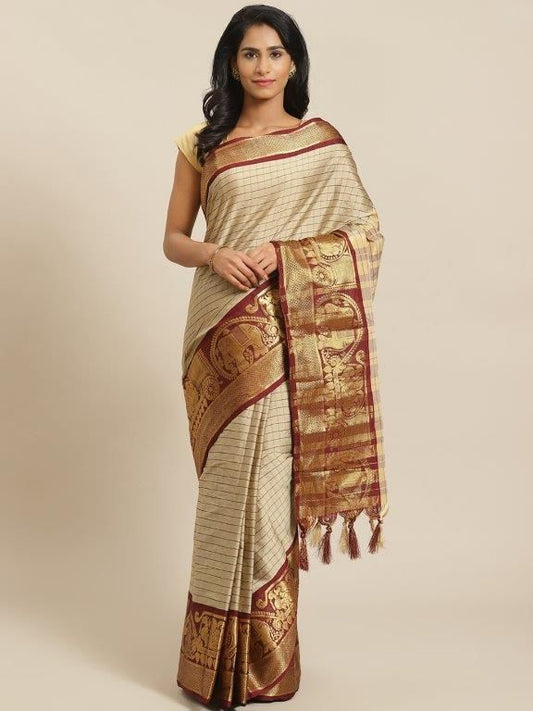 Adorable Woven Cotton Saree With Tassels