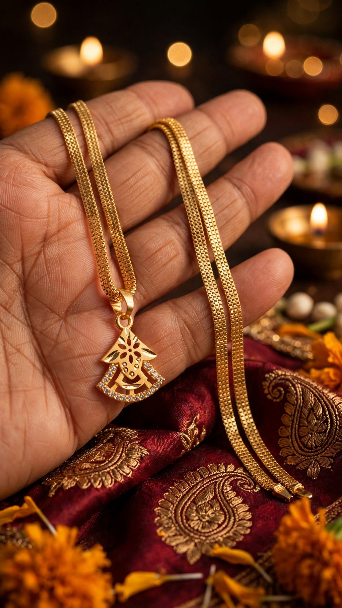 Premium One-Gram Gold Chain & Pendant Set