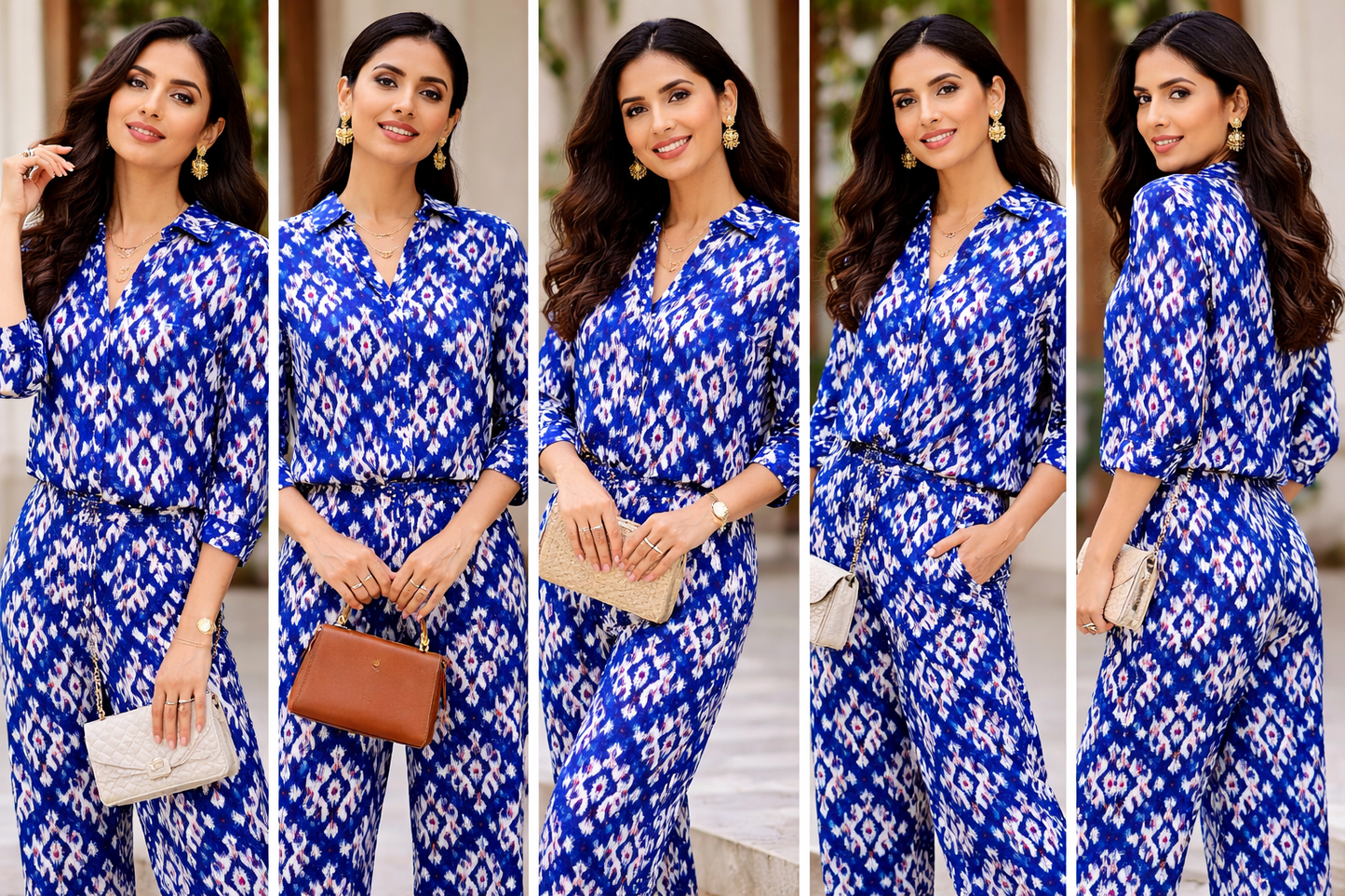 Women’s Blue Ikat Print Co-Ord Set in Soft Breathable Rayon | Ethnic Casual Wear