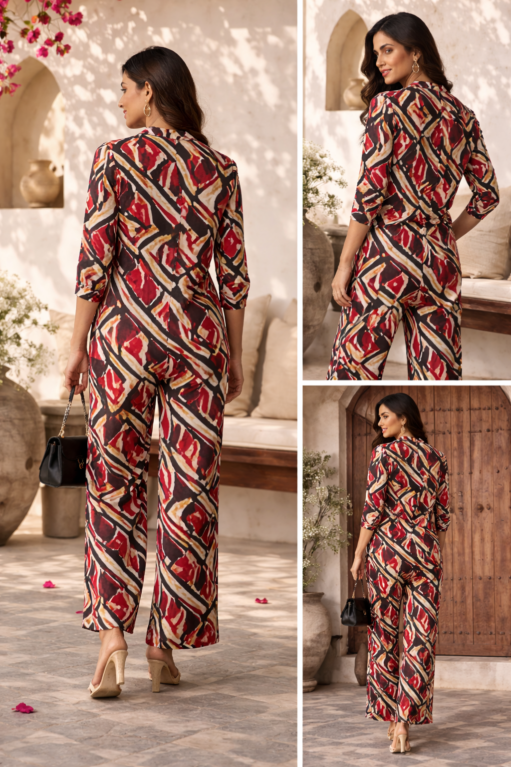 Women’s Blue Printed Co-Ord Set in Soft Breathable Rayon | Elegant Everyday Wear