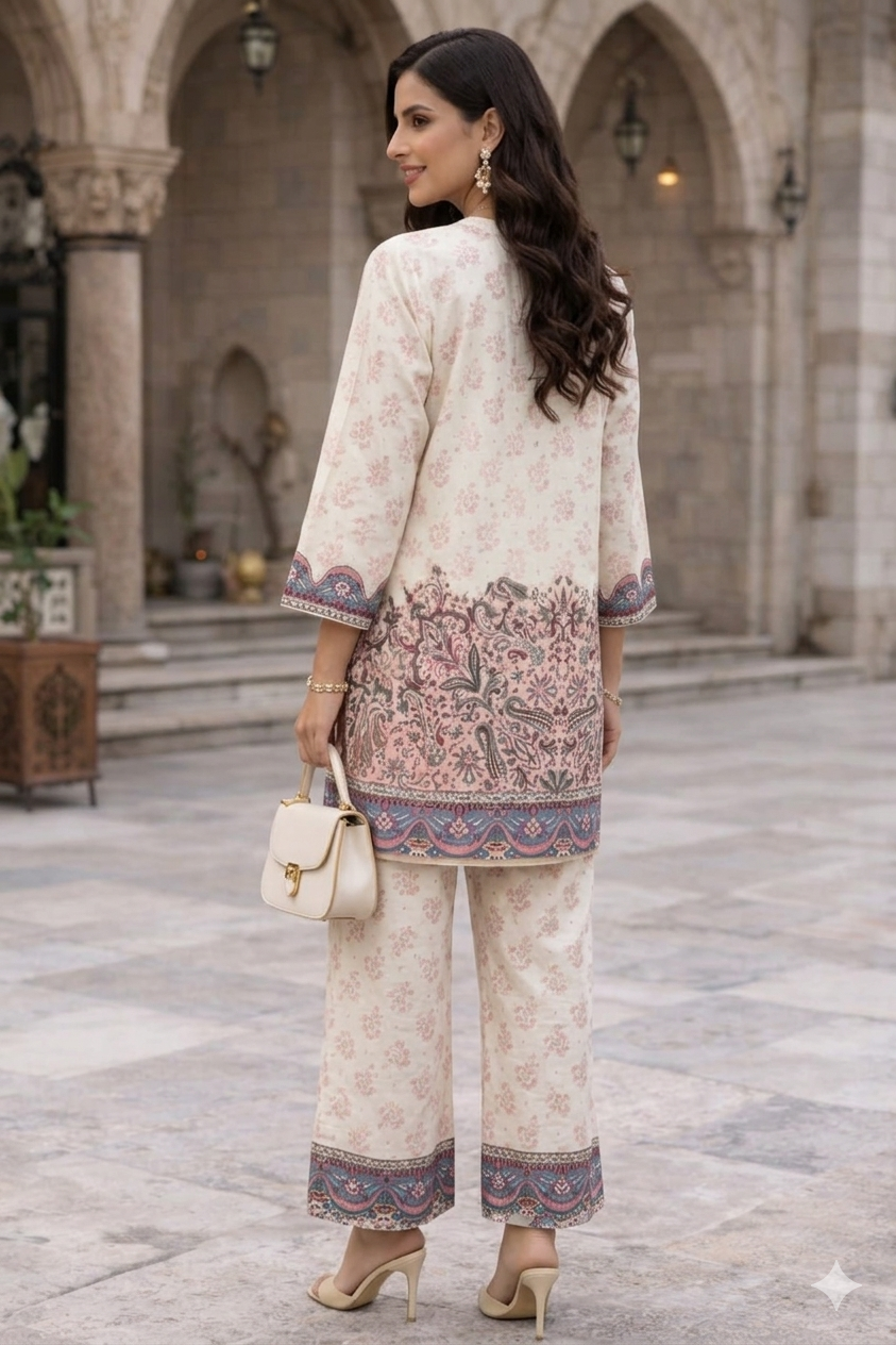 Women’s Turkish Print Rayon Co-Ord Set | Elegant Ethnic Kurta & Pant Set | Premium Casual & Festive Wear