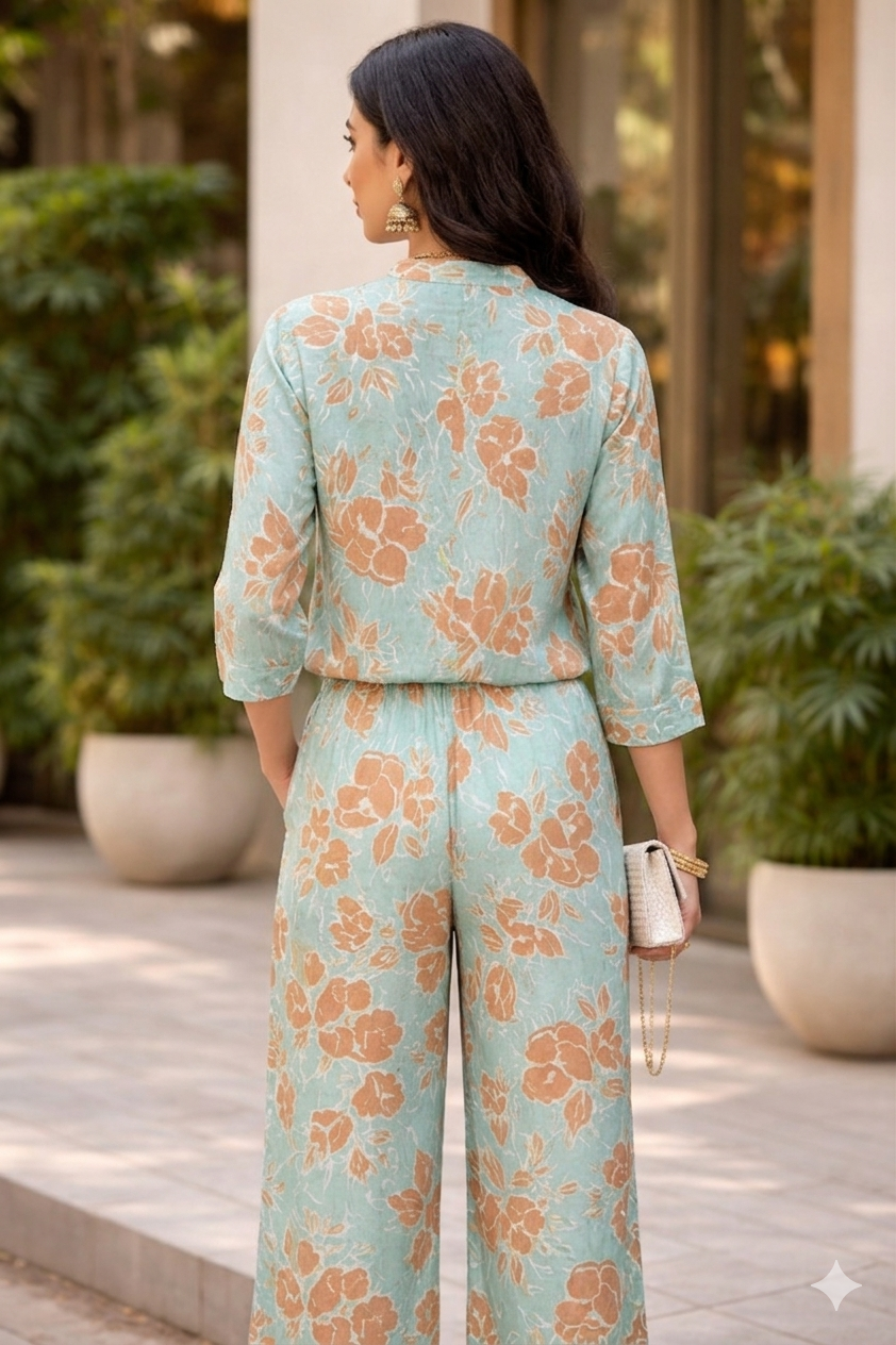 Women’s Floral Print Co-Ord Set in Soft Breathable Rayon | Stylish Everyday Outfit