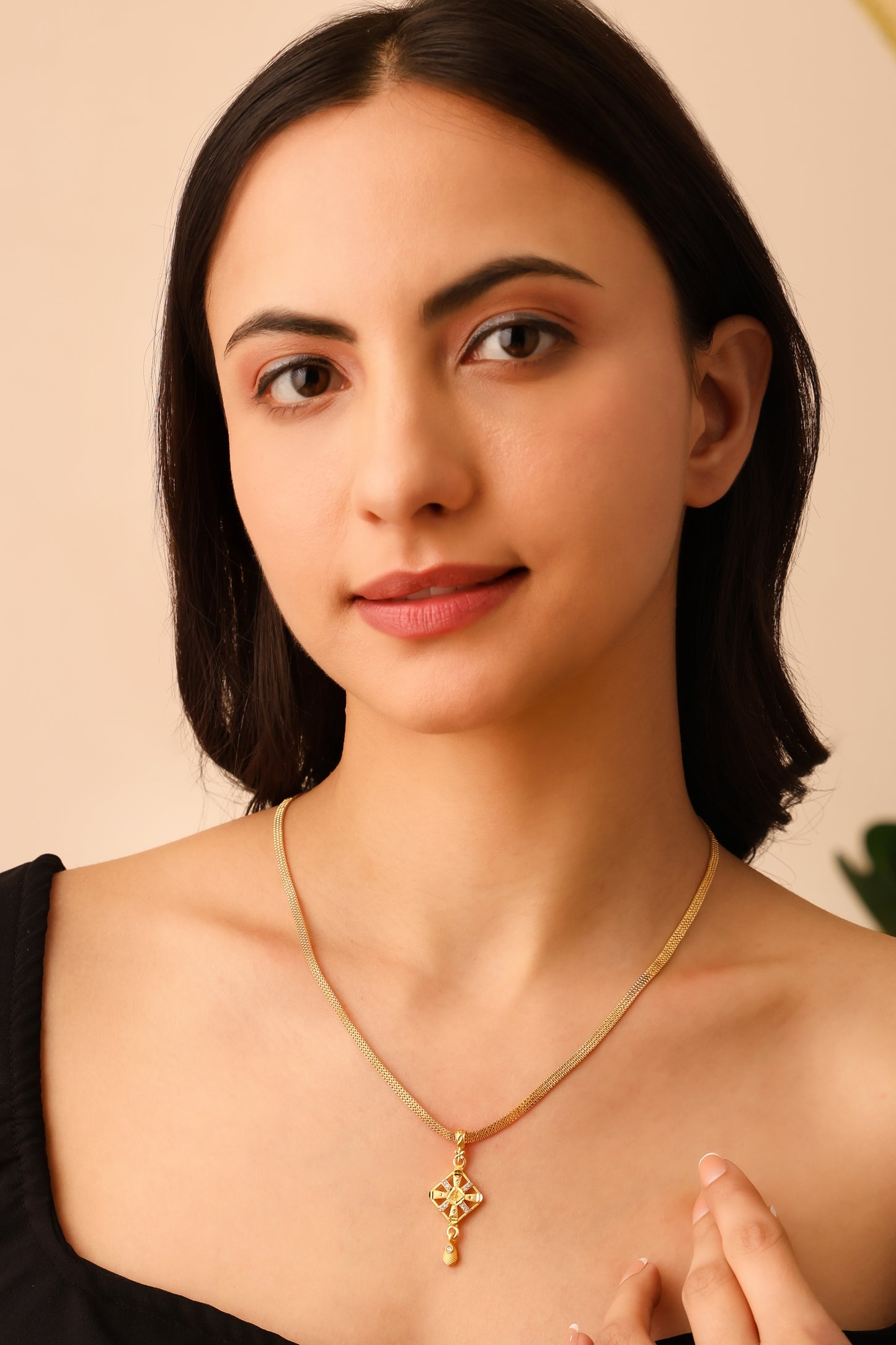 Modern One-Gram Gold Plated Chain Pendant Set