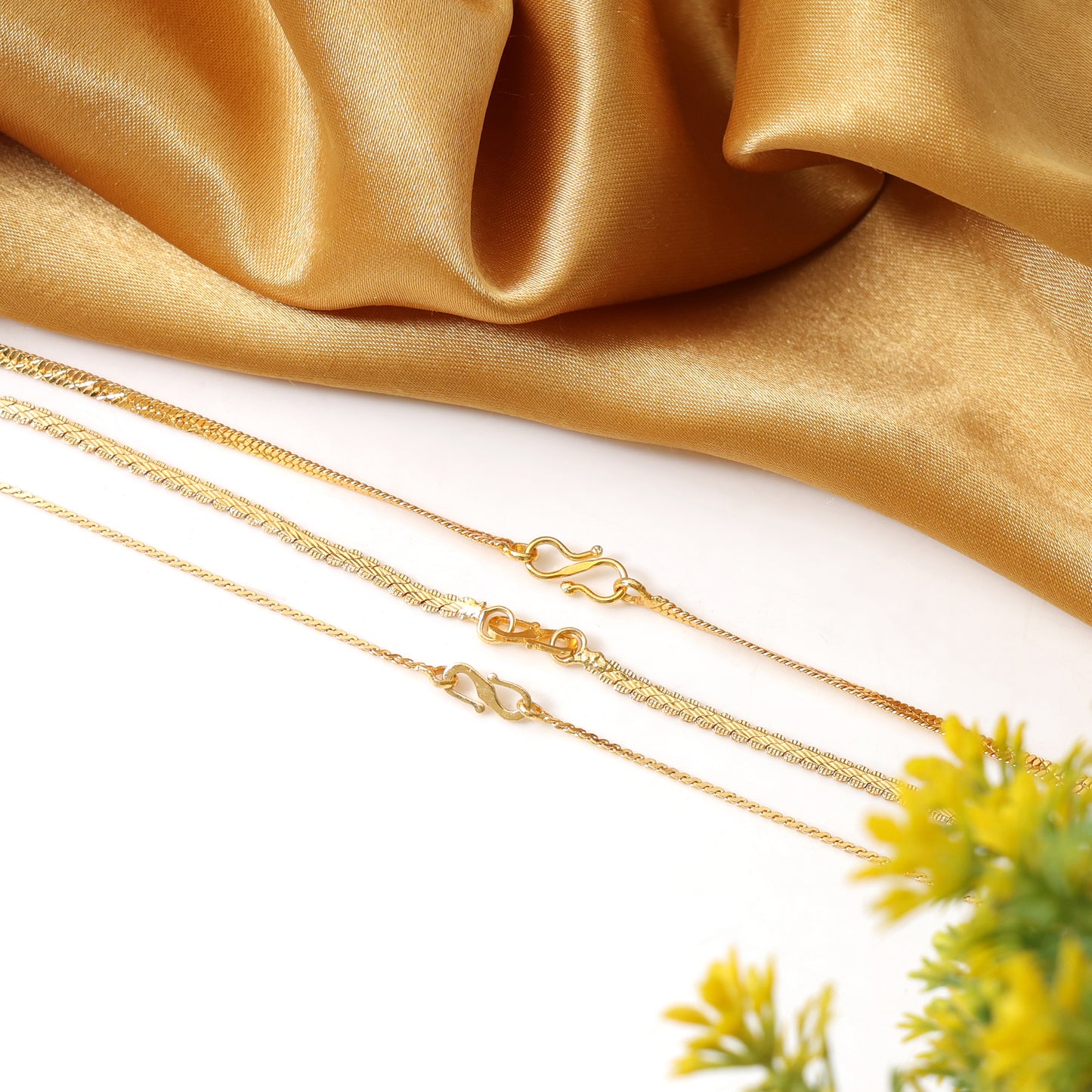 1 Gram Gold Chain Combo – Set of 3 Stylish 23-Inch Chains for Men & Women