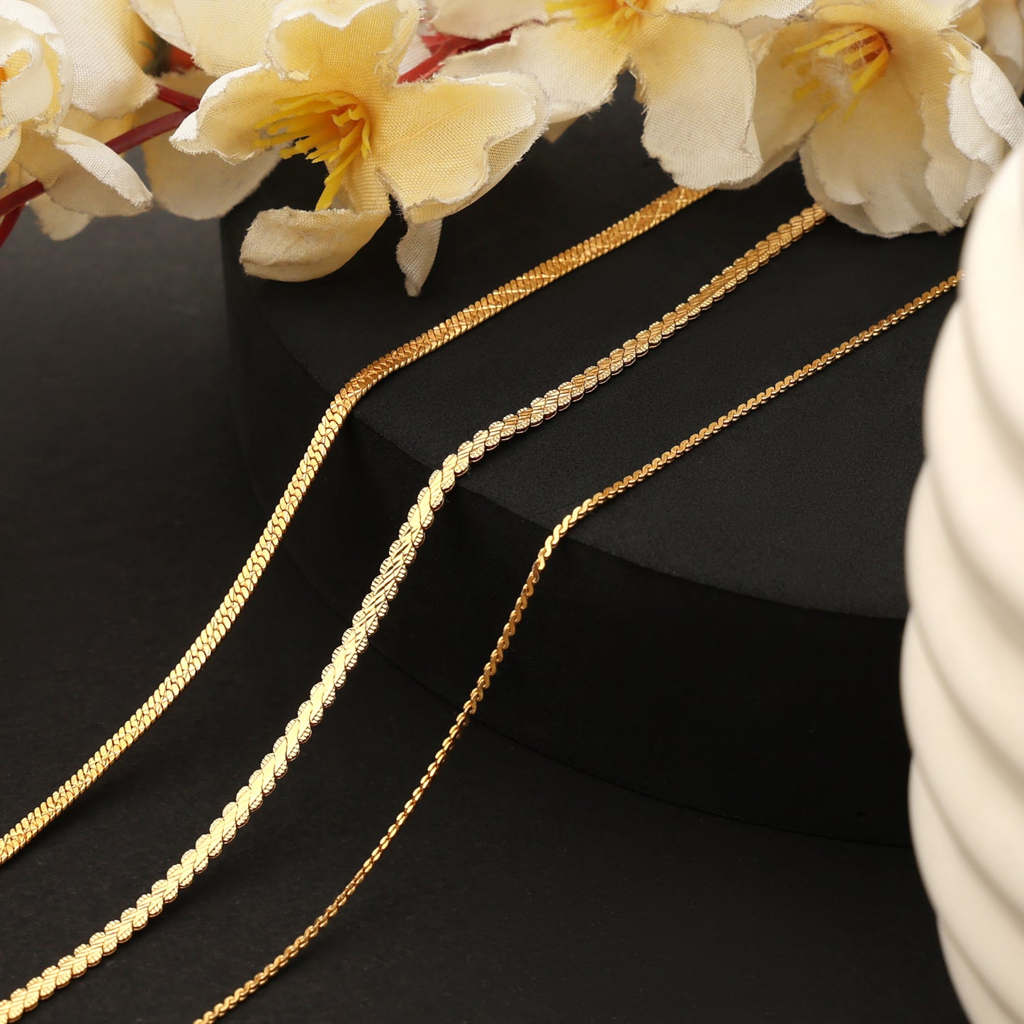 1 Gram Gold Chain Combo – Set of 3 Stylish 23-Inch Chains for Men & Women