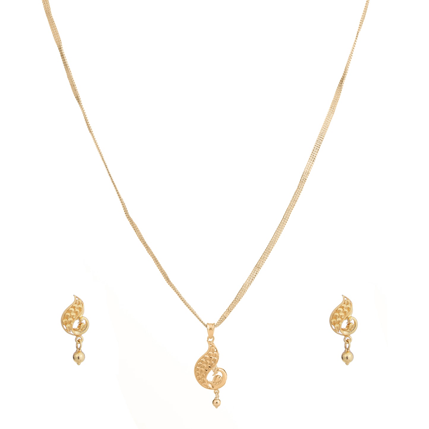 One-Gram Gold Chain Pendant Set with Matching Tops for Women ( 3 Line Box Chain )