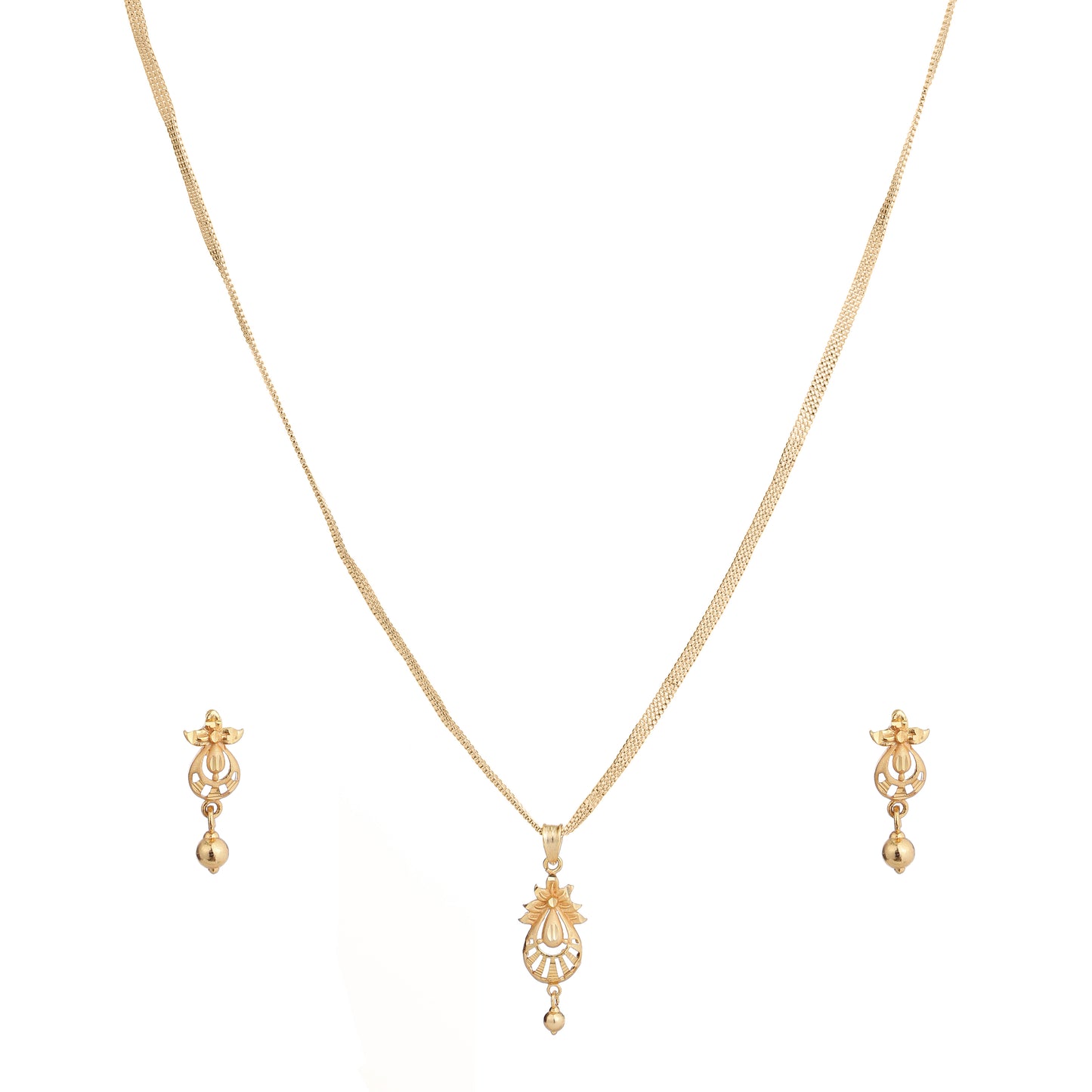 One-Gram Gold Chain Pendant Set with Matching Tops for Women ( 3 Line Chain )