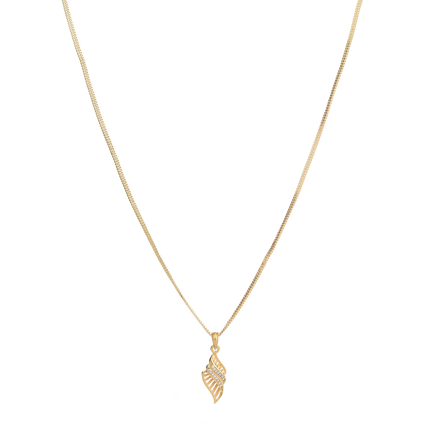 18K Gold Coated Pendant Necklace – Anti-Tarnish Finish ( 2 Line Chain )