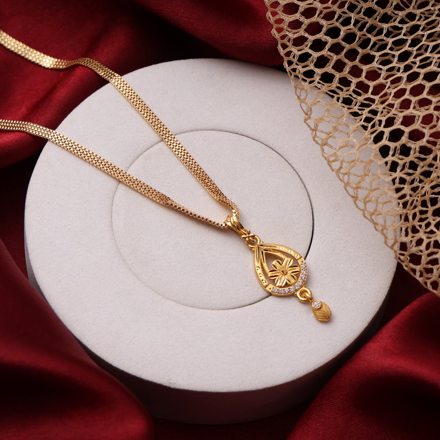 Latest Design One-Gram Gold Chain Pendant Set