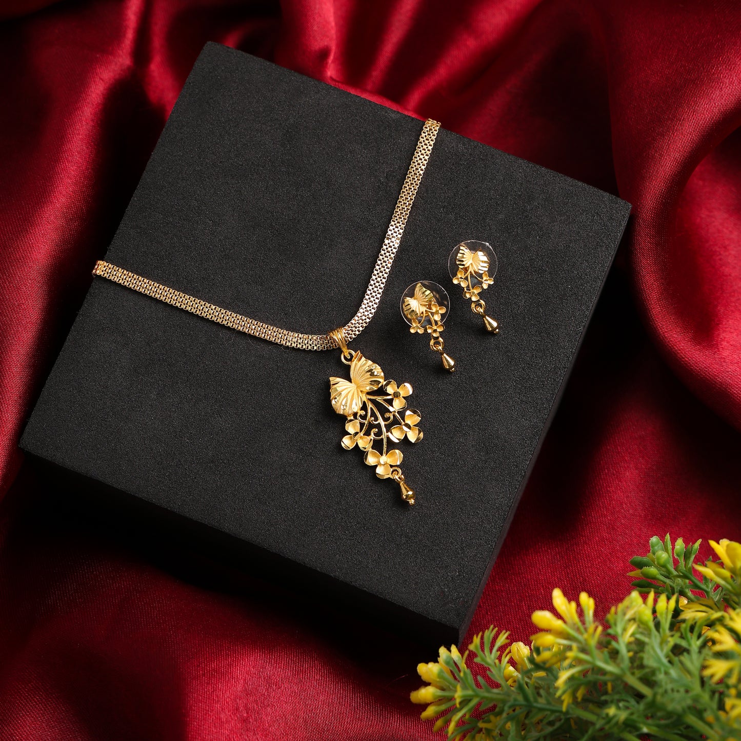 One-Gram Gold Chain Pendant Set with Tops