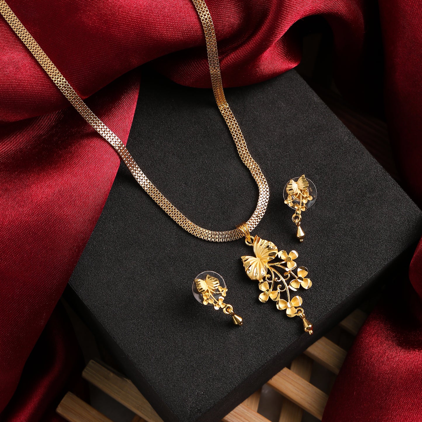 One-Gram Gold Chain Pendant Set with Tops
