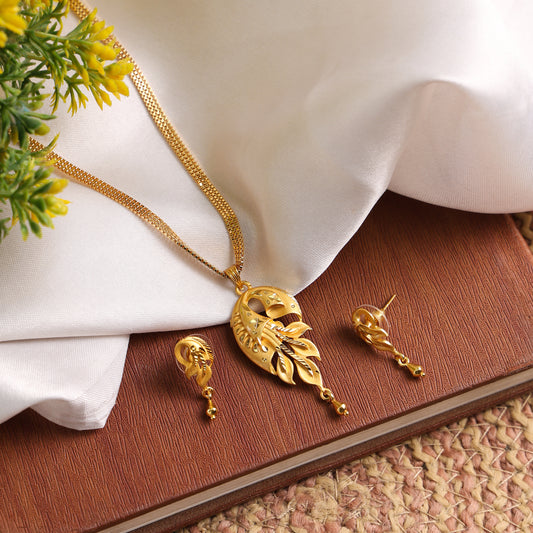 One-Gram Gold Chain Pendant Set with Tops