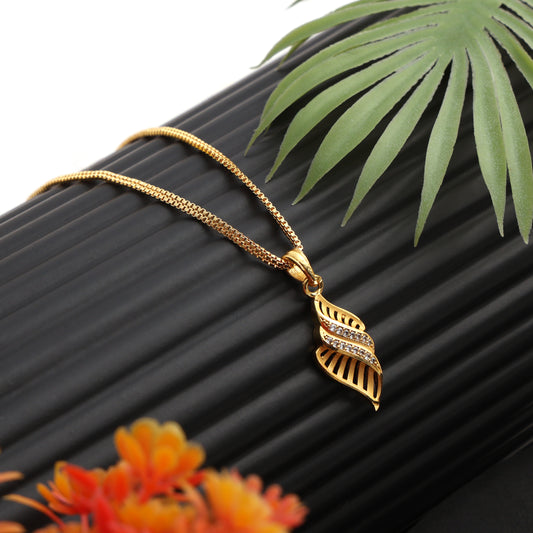 18K Gold Coated Pendant Necklace – Anti-Tarnish Finish ( 2 Line Chain )