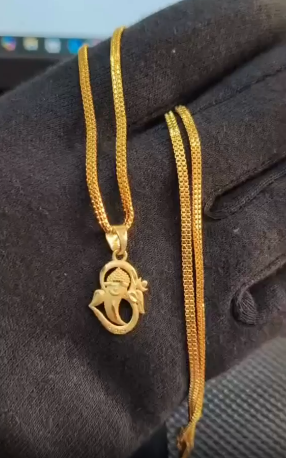 18K Gold Coated Pendant Necklace – Anti-Tarnish Finish ( 2 Line Chain )