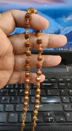 Premium 1 Gram Gold Forming Rudraksha Mala 24 Inch – Elegant Gold Forming Chain for Daily Wear