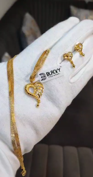 One-Gram Gold Chain Pendant Set with Tops