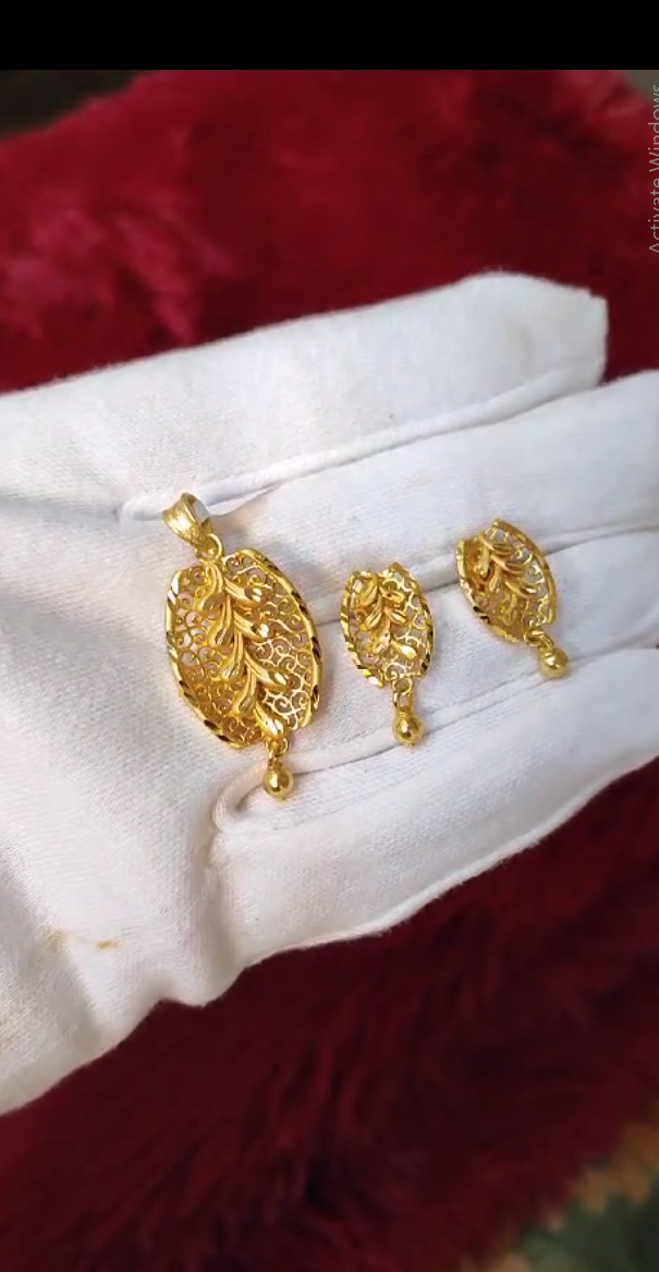 One Gram Gold Pendant & Earrings Daily Use