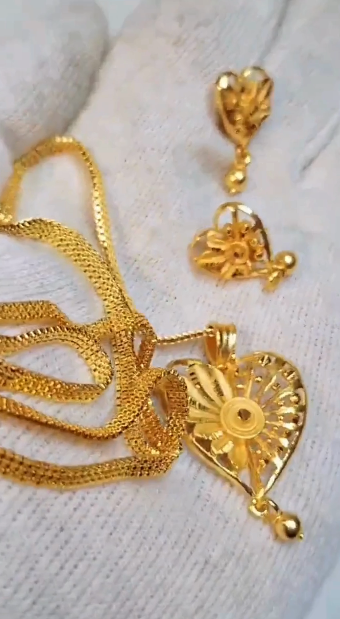 One-Gram Gold Chain Pendant Set with Tops