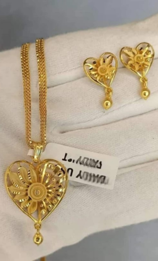 One-Gram Gold Chain Pendant Set with Tops