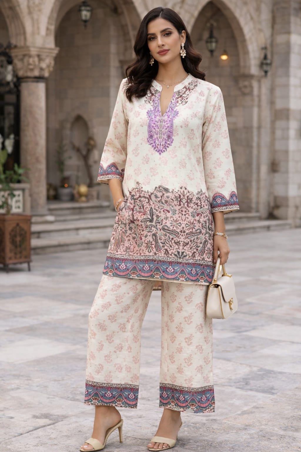 Women’s Turkish Print Rayon Co-Ord Set | Elegant Ethnic Kurta & Pant Set | Premium Casual & Festive Wear
